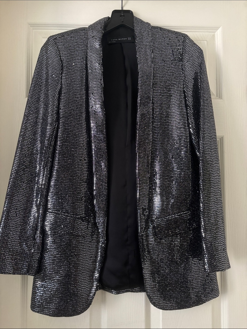 Zara Black Sequin Blazer Jacket